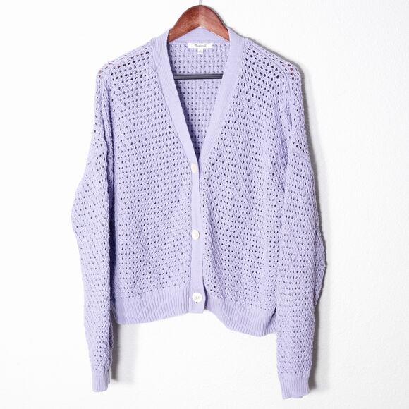 Madewell Women’s Cardigan Cottagecore Feminine Lilac Romantic Textured Knit XL - Picture 1 of 7
